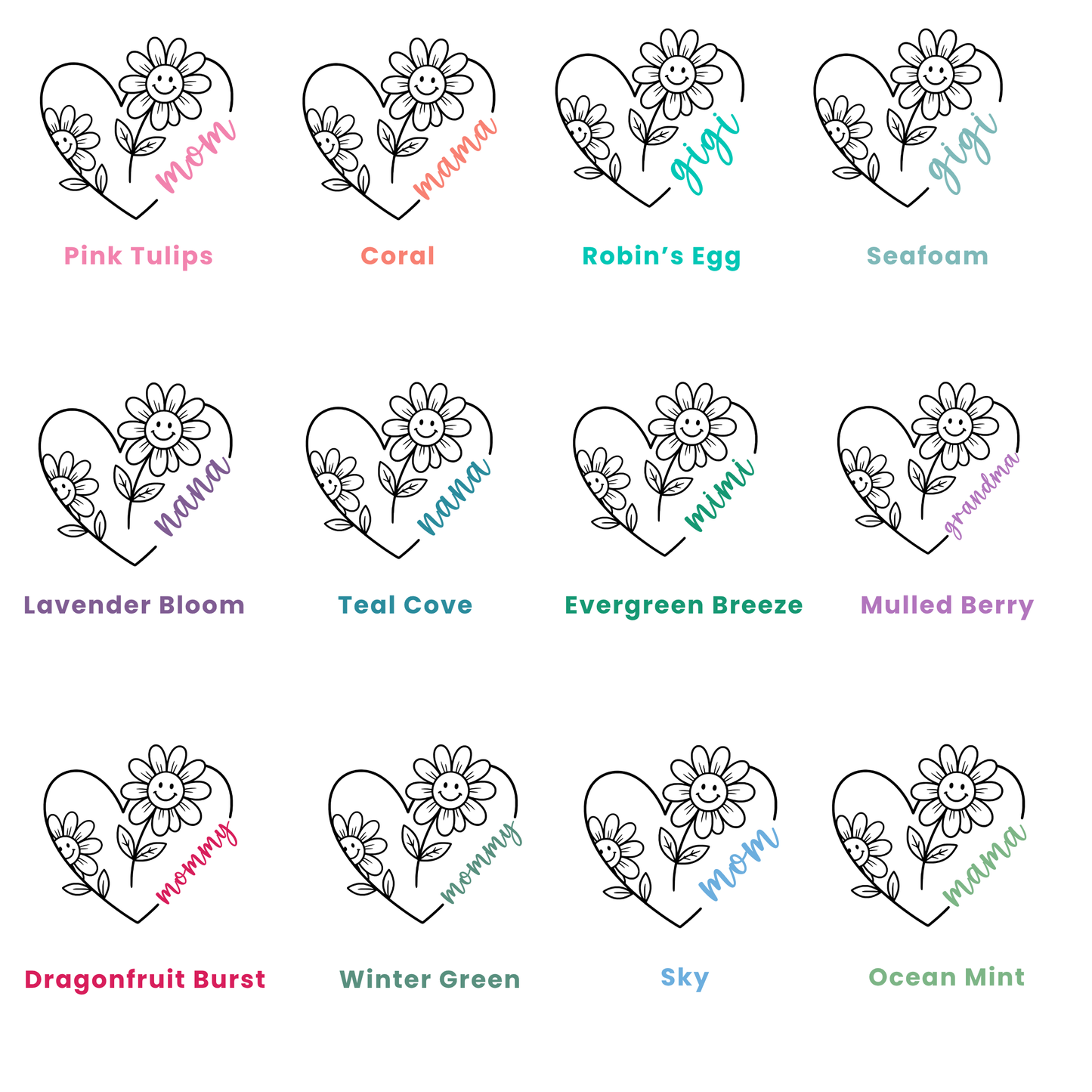 Heart Daisy T-Shirt and Crewneck